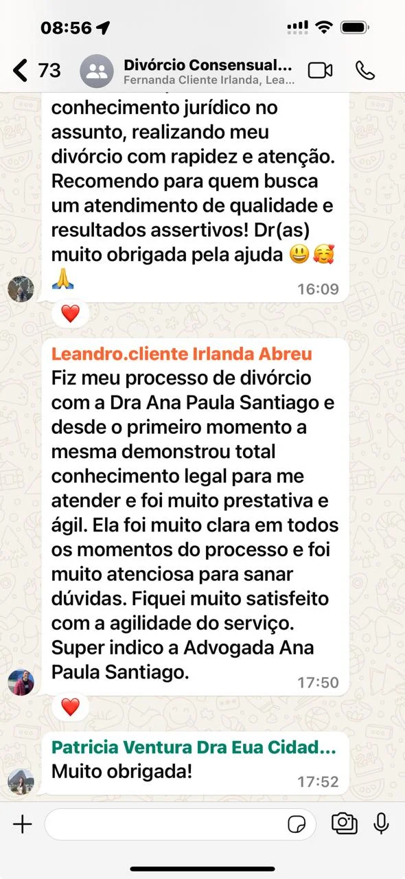 Depoimento do cliente Leandro sobre seu processo de divórcio